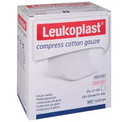 Leukoplast® compress cotton gauze 32-laags, 20-draads | Kompressen, steriel met röntgencontrastdraad | 10 x 10 cm | 400 Stück